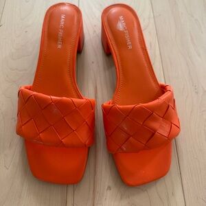 Marc Fisher Orange Mules with Woven Detail